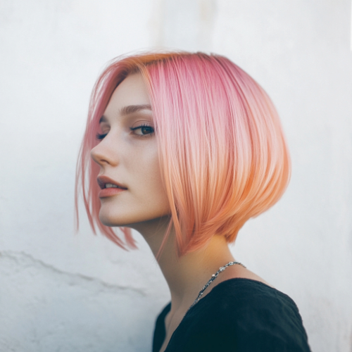 Cute pink bob haircut