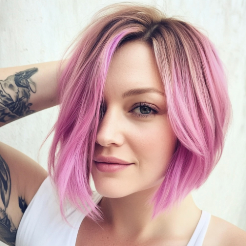 Modern pink bob hairstyle