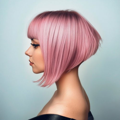 fashionable pink bob haircut