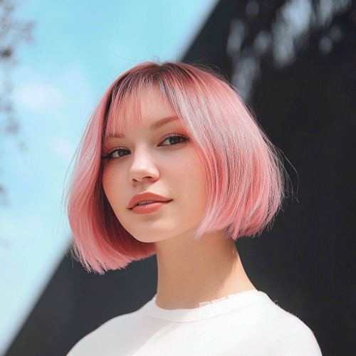 elegant pink bob cut