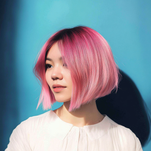 cute pink bob cut