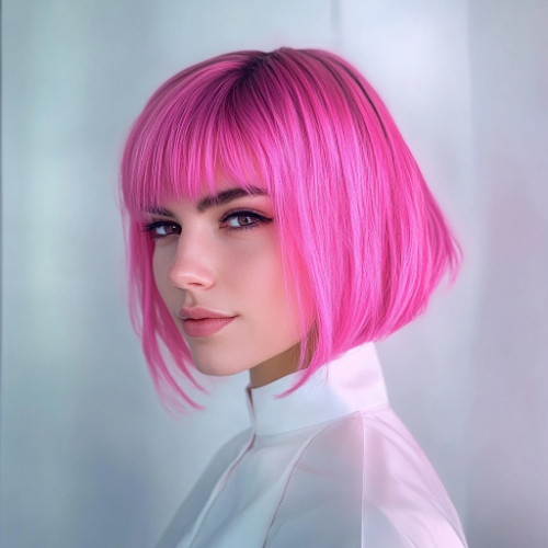 vibrant pink bob style