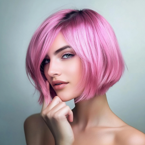 bold pink bob look