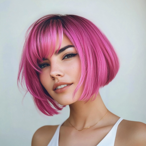 classic pink bob hairstyle