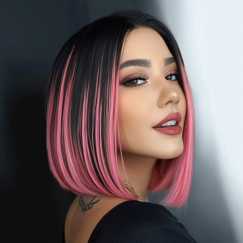 Elegant pink bob cut