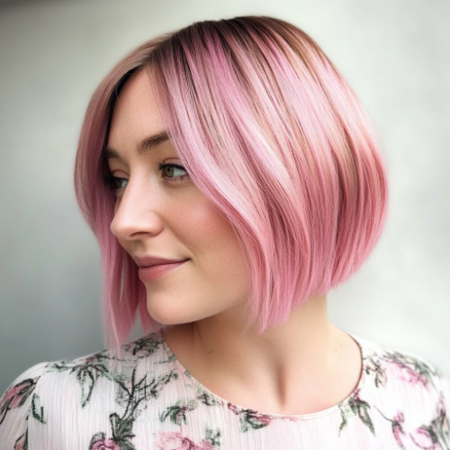 sassy pink bob haircut