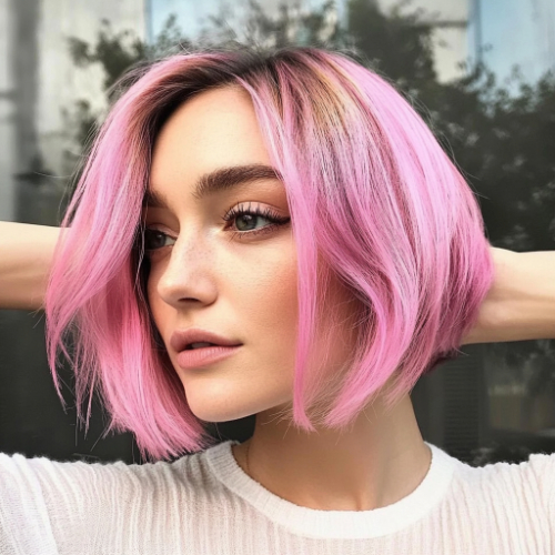 elegant pink bob hairstyle