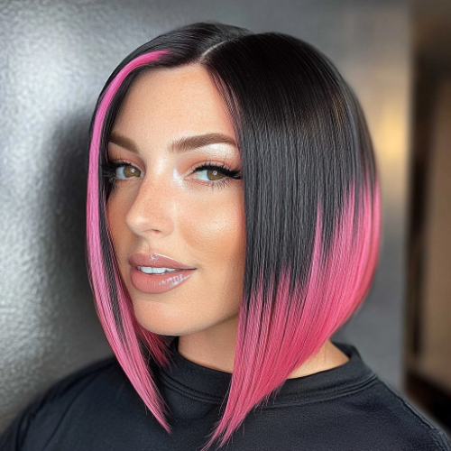 Vibrant pink bob hairstyle