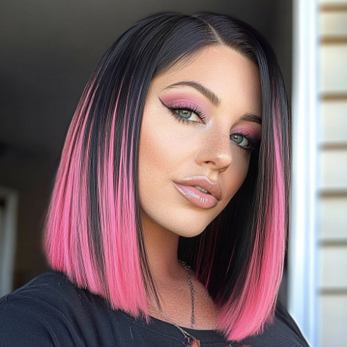 Fabulous pink bob cut