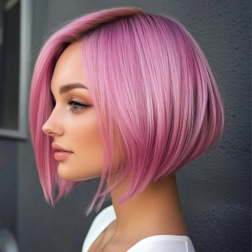 Stylish pink bob cut