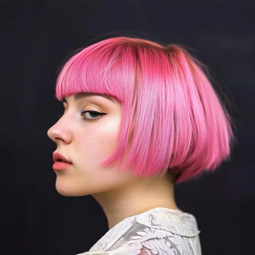 trendy pink bob cut