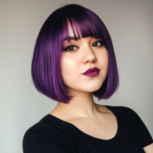 Chic purple bob haircut with a trendy and stylish appearance