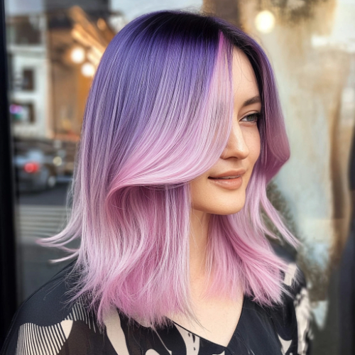 Bold purple bob hairstyle with a contemporary and stylish design