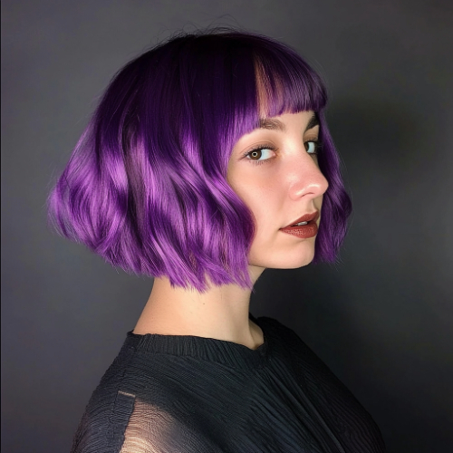 Chic purple bob haircut showcasing a trendy design