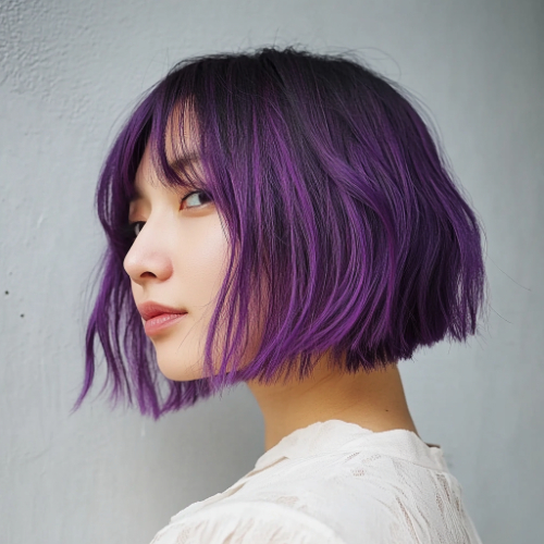 Trendy purple bob haircut with a bold and eye-catching appearance