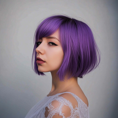 Glamorous purple bob haircut with a contemporary and chic appearance