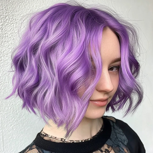 Trendy purple bob hairstyle with a stylish and modern appearance