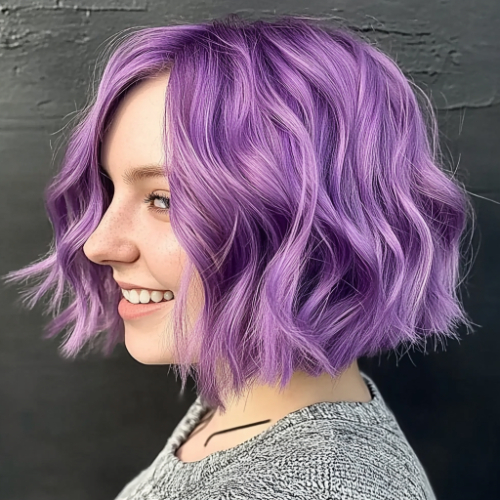 Chic purple bob hairstyle with a trendy and refined look