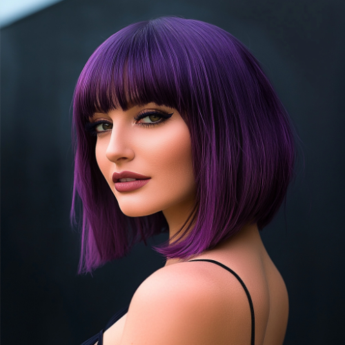 Playful purple bob with a trendy and fun look