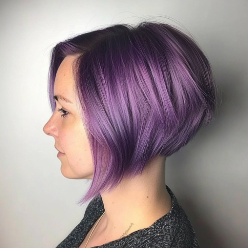 Modern purple bob haircut with a chic and refined appearance