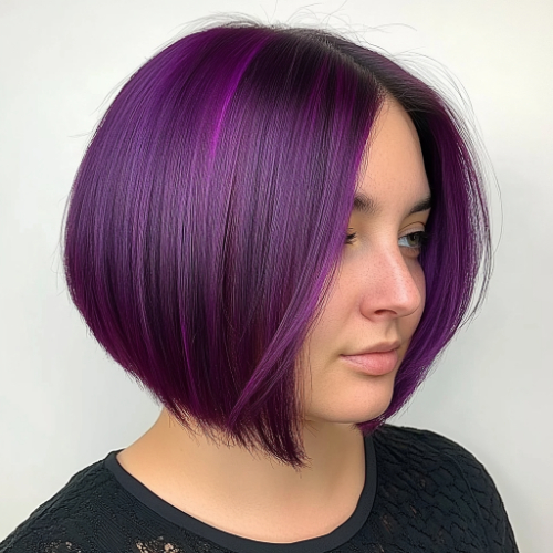 Contemporary purple bob hairstyle with a modern and stylish design