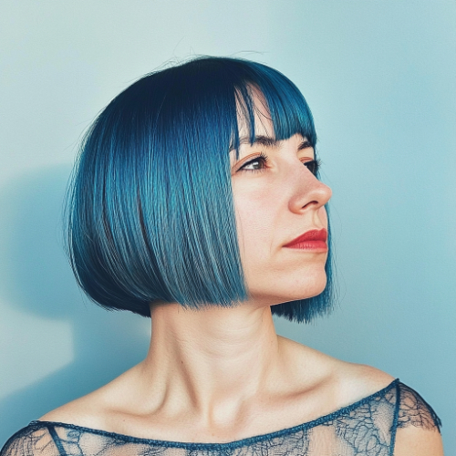 playful blue bob hairstyle