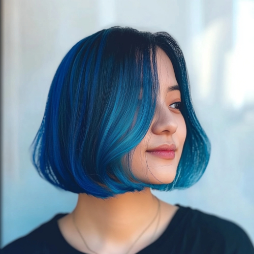 classic blue bob haircut