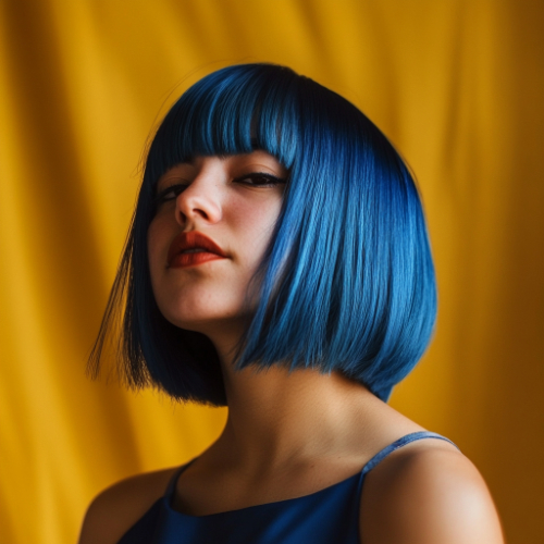 youthful blue bob hairstyle