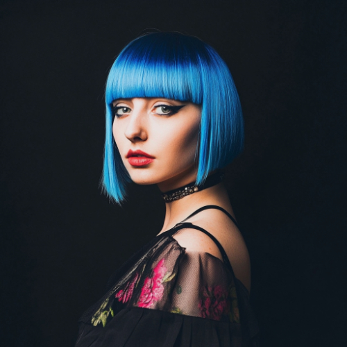 fresh blue bob haircut