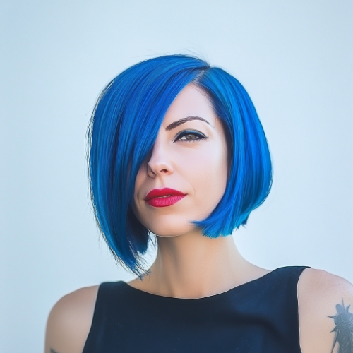 chic blue bob hairstyle