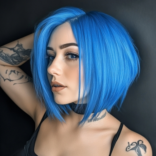 unique blue bob cut