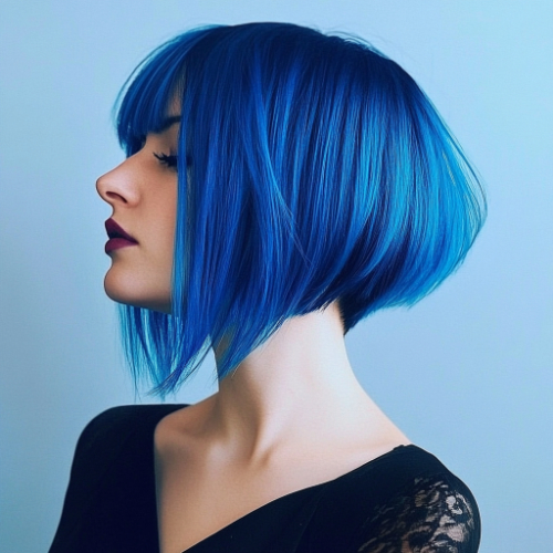 fashionable blue bob cut