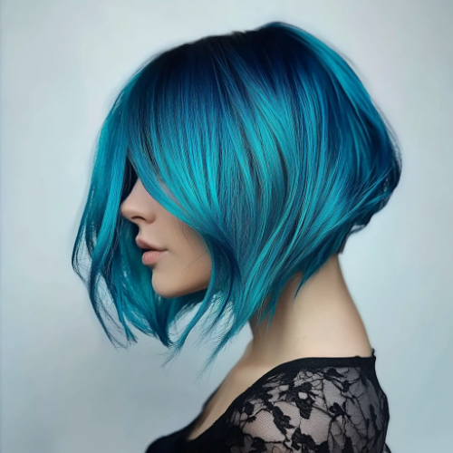 lively blue bob style