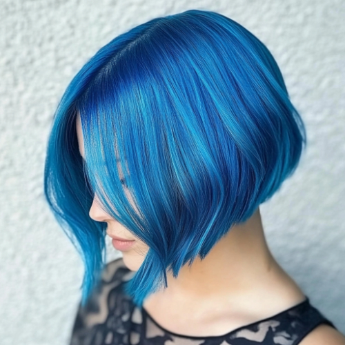 stylish blue bob look