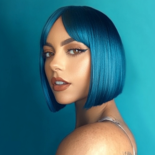 classic blue bob look