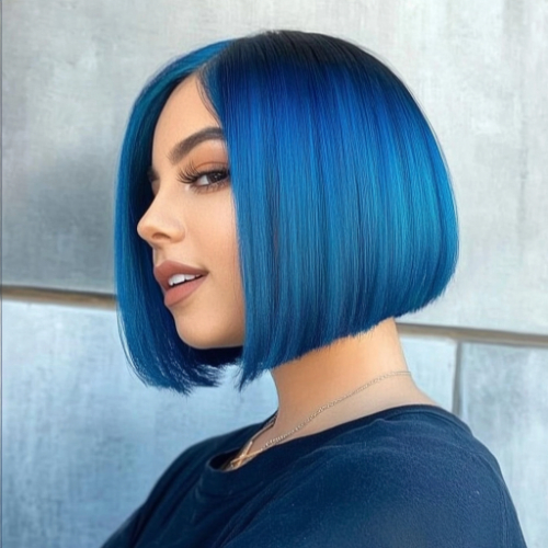 radiant blue bob hairstyle