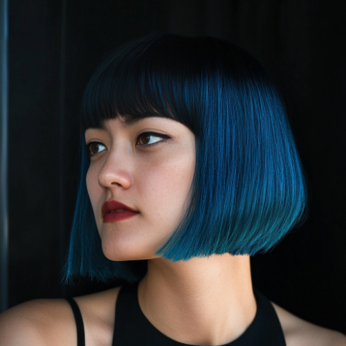 fresh blue bob hairstyle