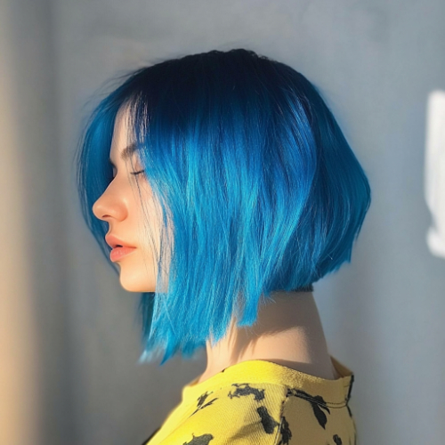 glamorous blue bob look