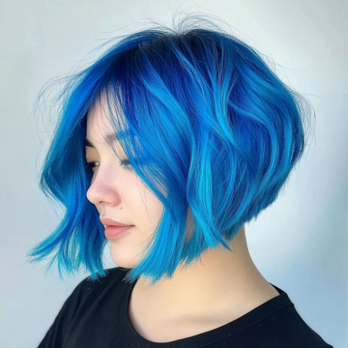 sassy blue bob hairstyle