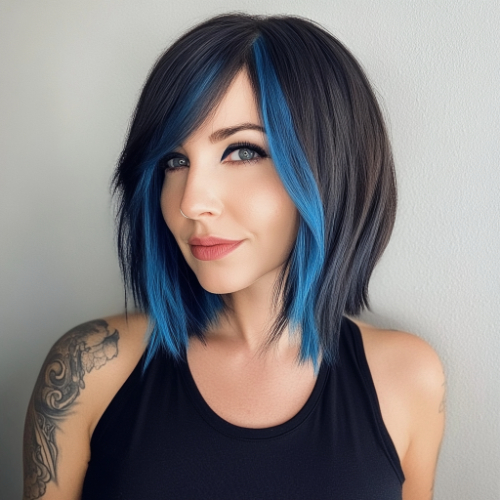 chic blue bob hairstyle