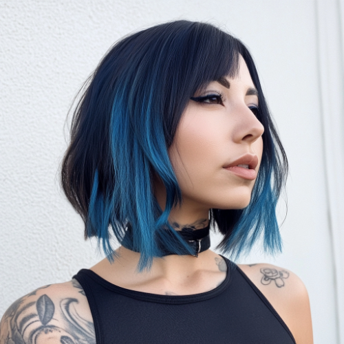 sassy blue bob style