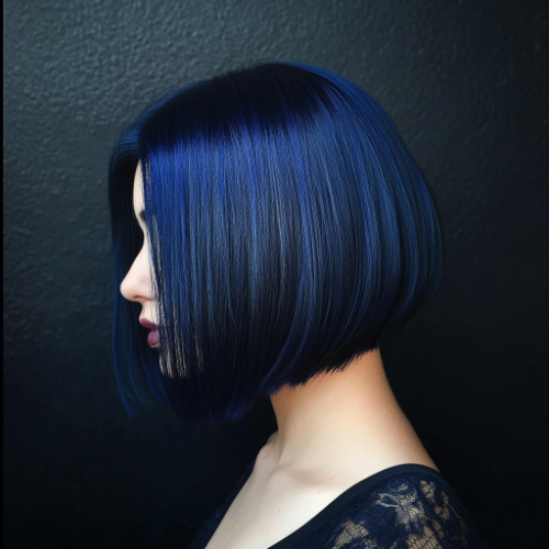 vibrant blue bob hairstyle