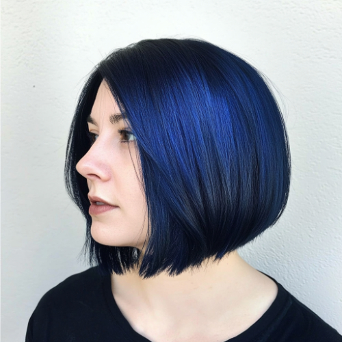 playful blue bob cut