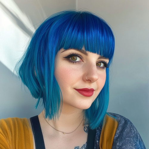 fabulous blue bob cut