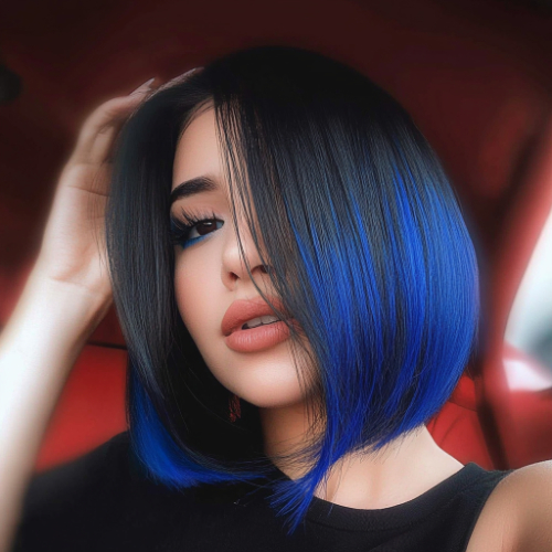 vibrant blue bob hairstyle