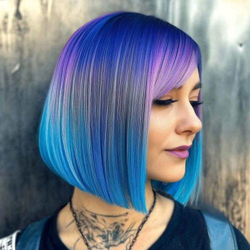 unique blue bob cut