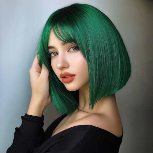 green bob curly