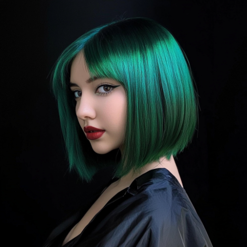 green bob balayage