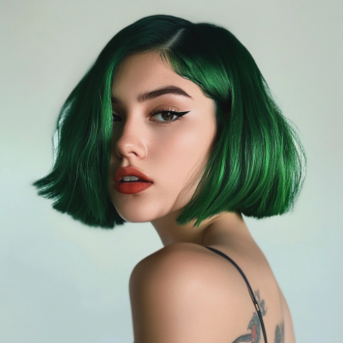 green bob with ombre