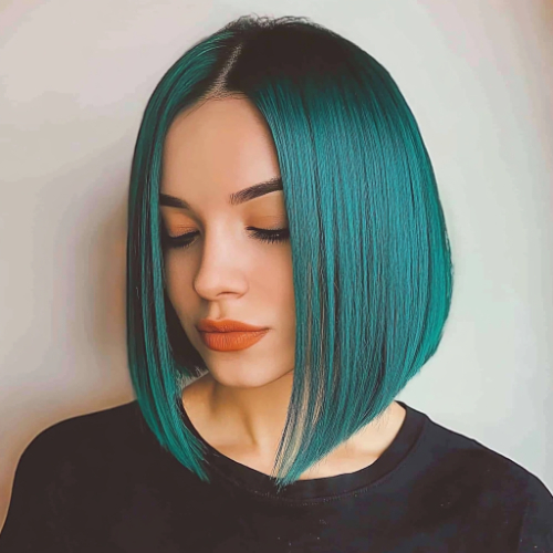 bob hairstyle green hair